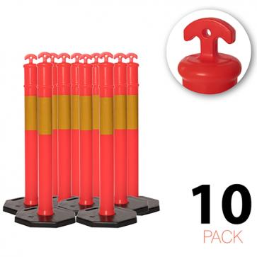 (10er Pack) - Flexibarrier T-Spitze Poller mit Basis